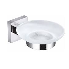 Fali szappantartó szögletes üveg króm