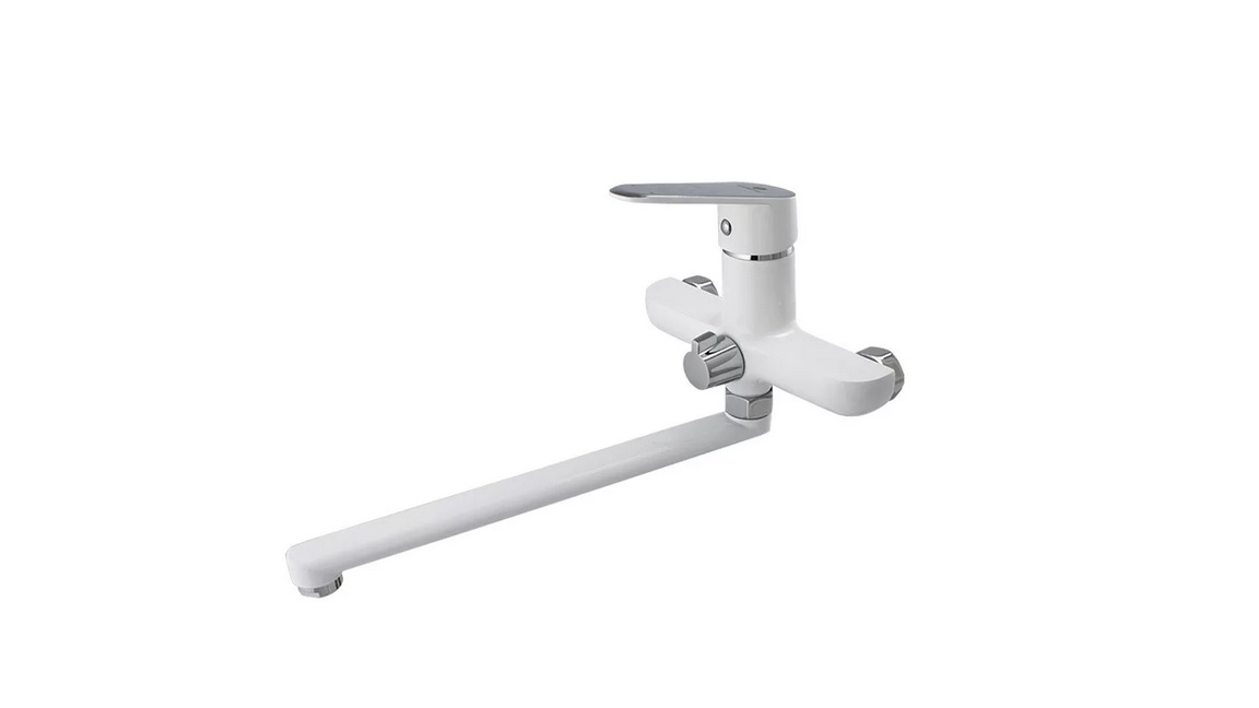 Kád csaptelep fali hosszú kifolyóval elfordítható fehér